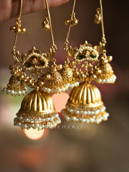 Zanaya Kashmiri Yellow Stone Jhumka Earrings
