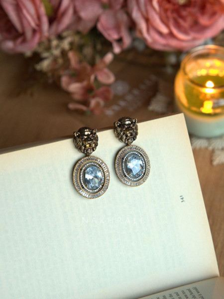 Regalia White Oval Stone Stud Earrings