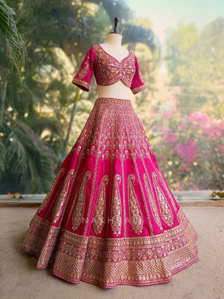 Meera Magenta Zari Sequin Lehenga Set