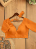 Chandani Orange Cotton Blouse with Petal Tie-Back Detail