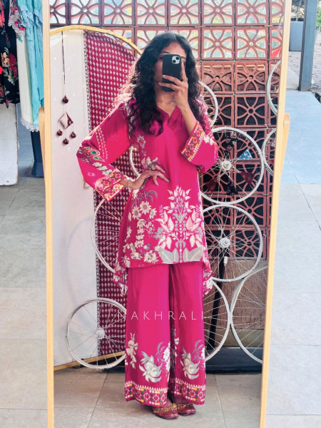 Nyra Magenta Co-ord Set with Floral Print