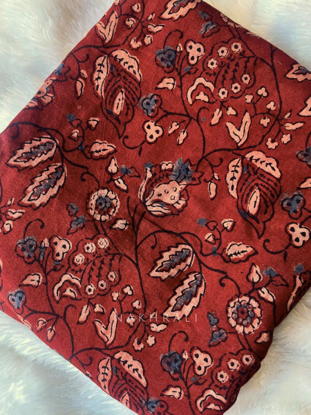 Red Cotton Jumpsuit with Shrug in Hand Block Print