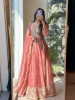 Evara Brown Tissue Anarkali Suit Set with Mirror and Gota Work
