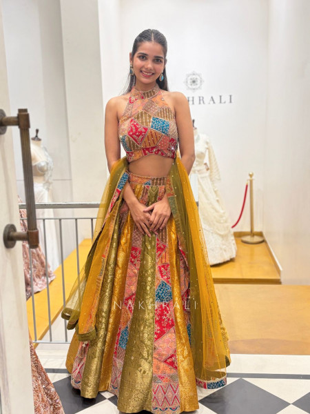Rangama Multicolour Patchwork Lehenga Set with Halter Blouse