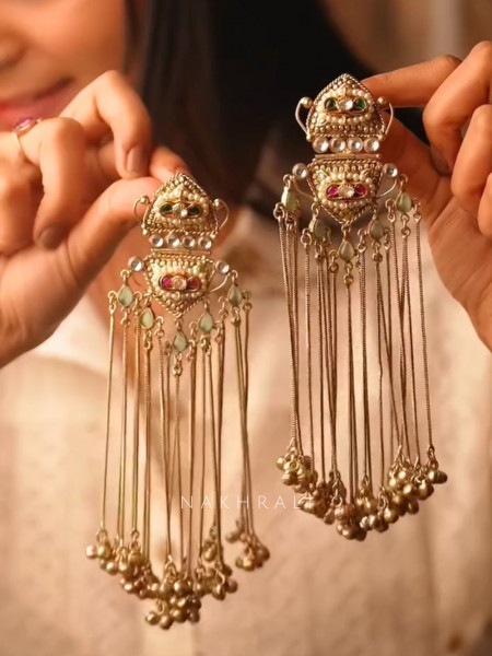 Arohi Mint Multi Dangle Kashmiri Earring