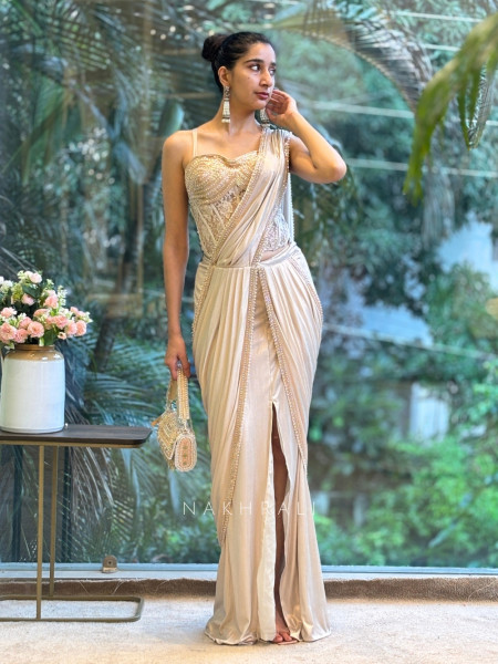 Pastel Charm Light Pink Drape Saree
