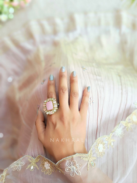 Radiant Bloom Pink Ring with Pink & Red Stones