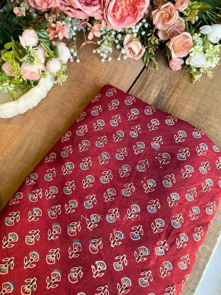 Mehrun Block Printed Cotton Angrakha Anarkali Dress