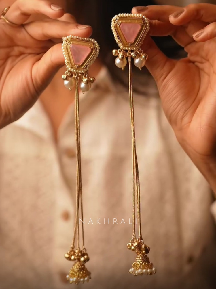 Image of Arohi Pink Stone Kashmiri Earring
