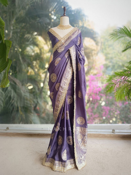 Purple Heritage Zari Border Woven Saree