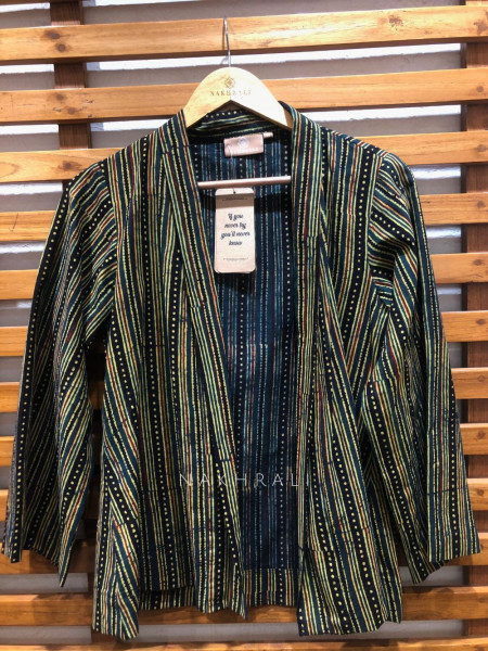 Flamingo Green Printed Cotton Jacket