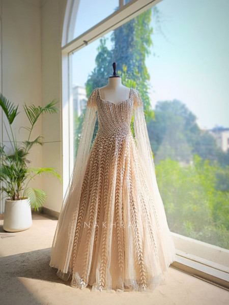 Avalon Cream Gown with Sequin and Bead Work