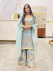 Aisha Powder Blue Tissue Suit Set with Mirror and Gota Patti Work