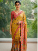 Gulzar Yellow Dola Silk Printed Saree with Brocade Border
