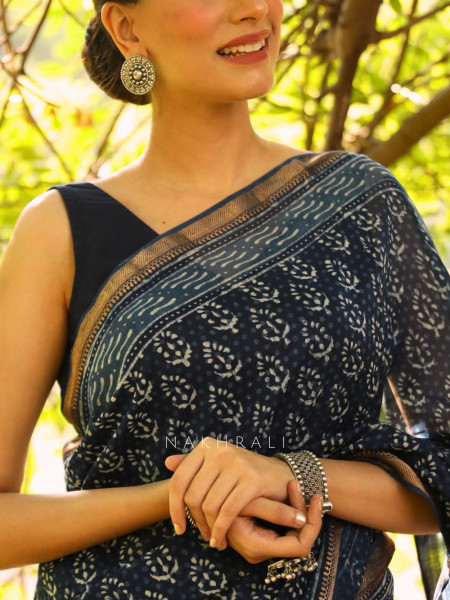 Ishqiya Blue V Neck Blouse