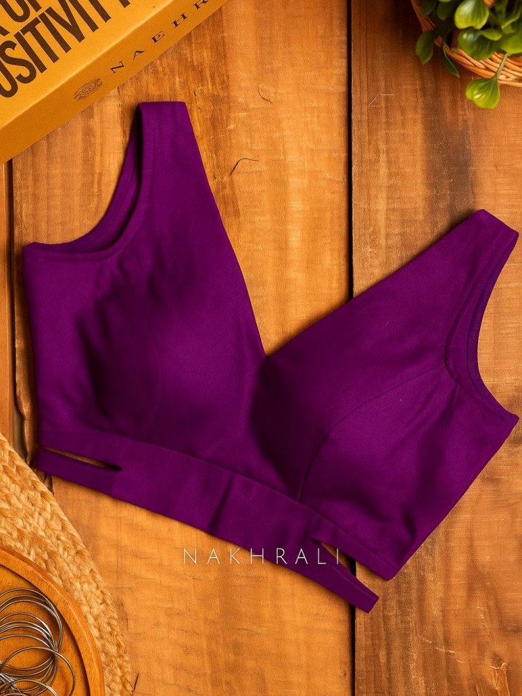 Image of Bombshell Purple Readymade Blouse with V-Neckline