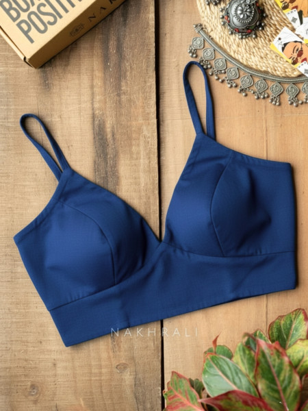 Veronica – Blue Cotton Contour Strap Blouse