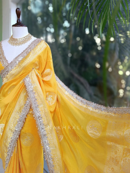 Yellow Heritage Zari Border Woven Saree