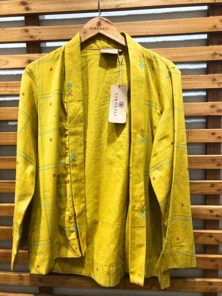 Image of Flamingo Yellow Printed Cotton Jacket