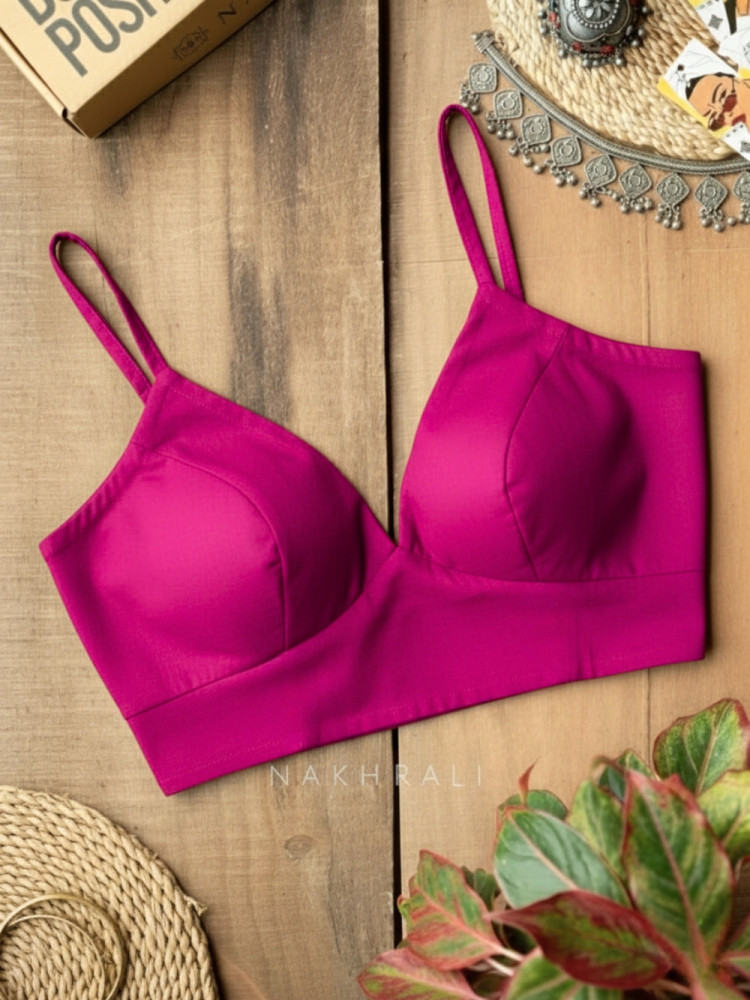 Image of Veronica – Magenta Cotton Contour Strap Blouse