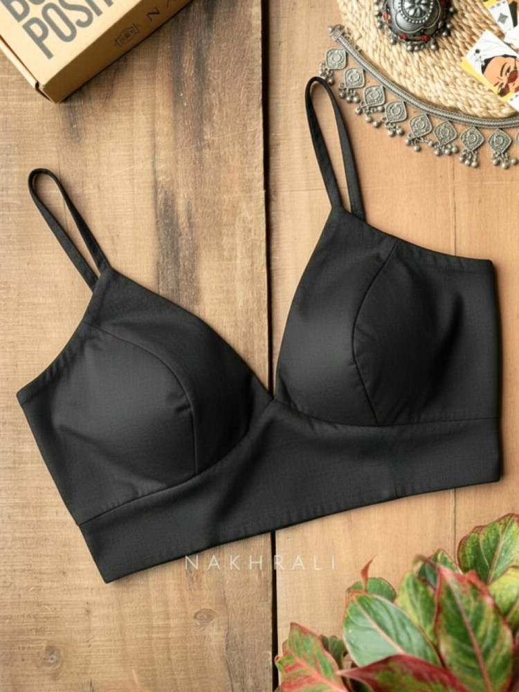 Image of Veronica – Black Cotton Contour Strap Blouse