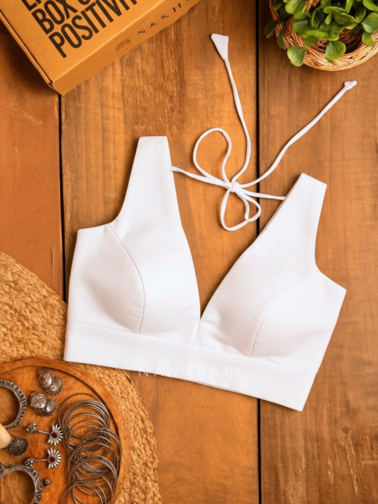 Image of Parineeta – White Cotton Tie-Back Blouse