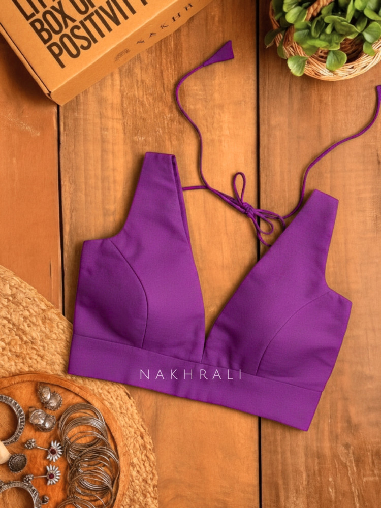Image of Parineeta – Purple Cotton Tie-Back Blouse