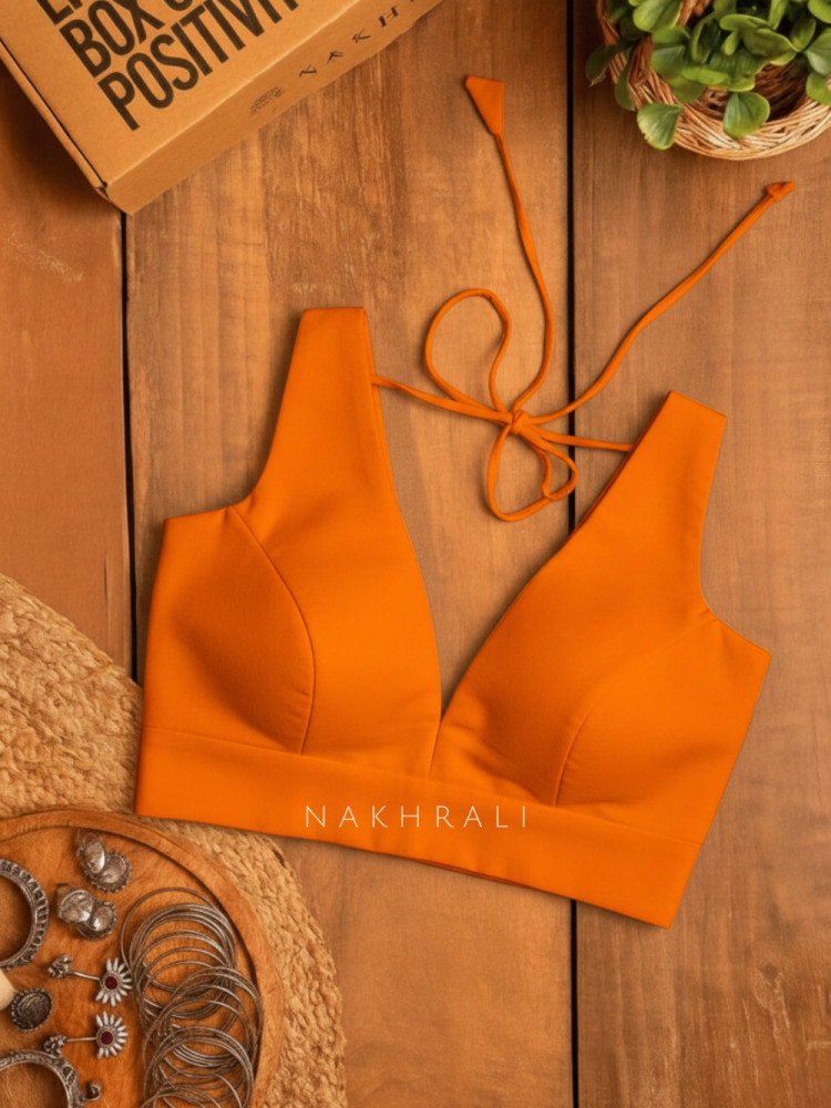 Image of Parineeta – Orange Cotton Tie-Back Blouse