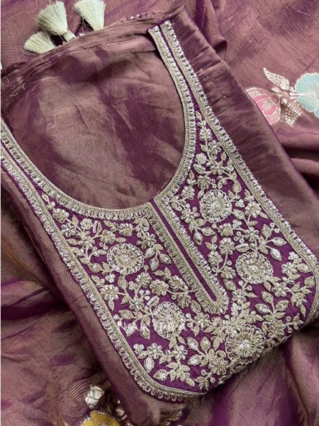 Raah Purple Dress Material with Sequin Work