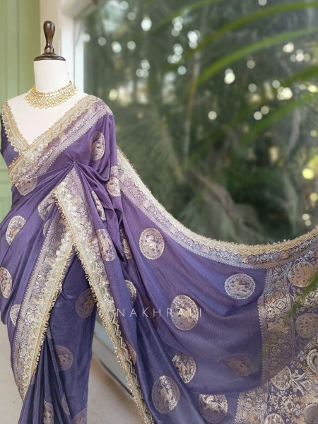 Purple Heritage Zari Border Woven Saree