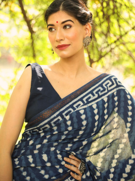 Ishqiya Blue V Neck Blouse