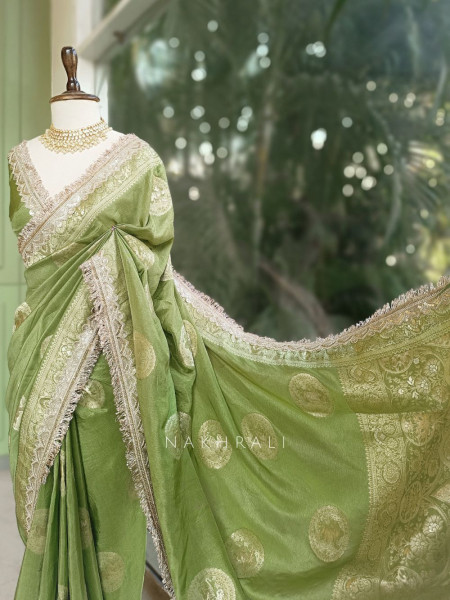 Green Heritage Zari Border Woven Saree
