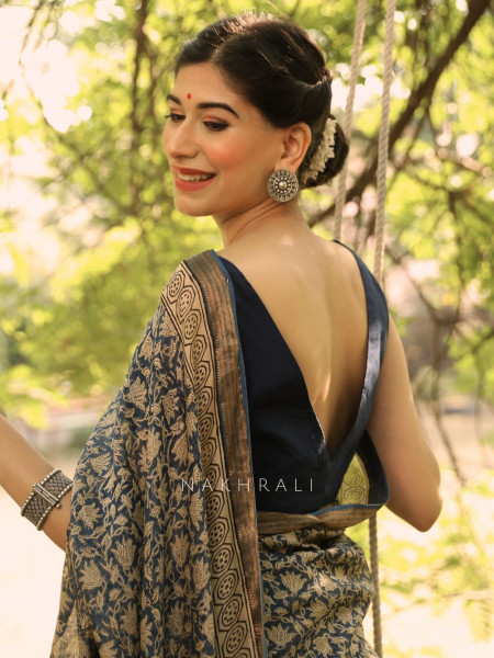 Ishqiya Blue V Neck Blouse