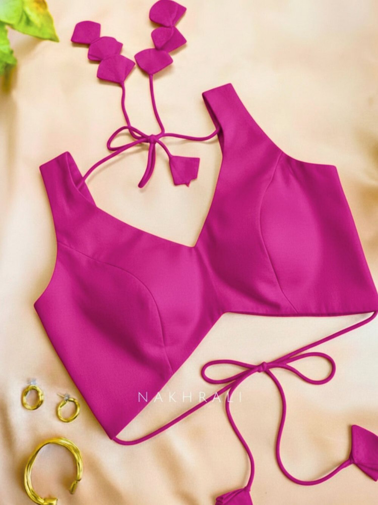 Image of Malika Magenta Blouse with Petal Tie-Back Detail