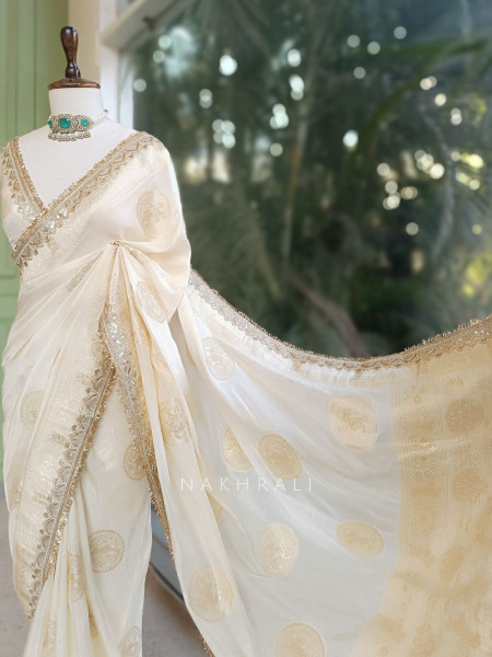 Ivory Heritage Zari Border Woven Saree