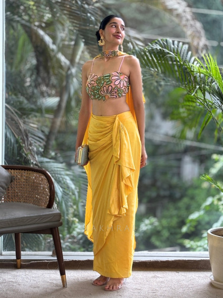 Sunshine Stunner Embroidered Crop Top Skirt Set