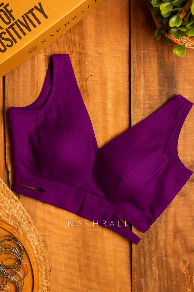 Image of Bombshell Purple Readymade Blouse with V-Neckline