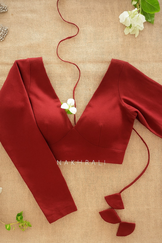 Image of Gajgamini Maroon solid Blouse Collection