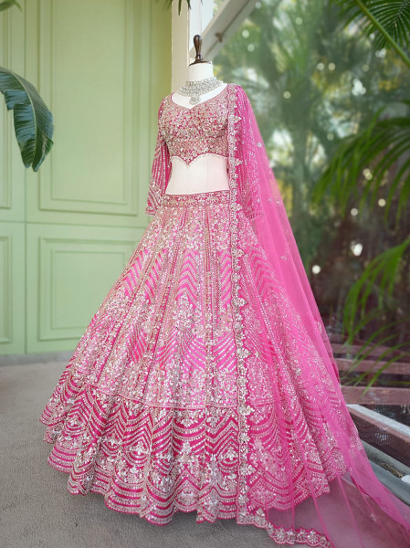 Bairan Mirror and Bead Embroidered Bridal Lehenga