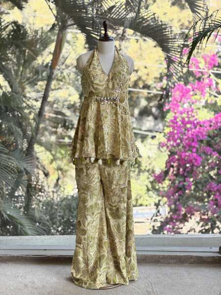 Gulrang Bloom Yellow Indo-Western Peplum Set