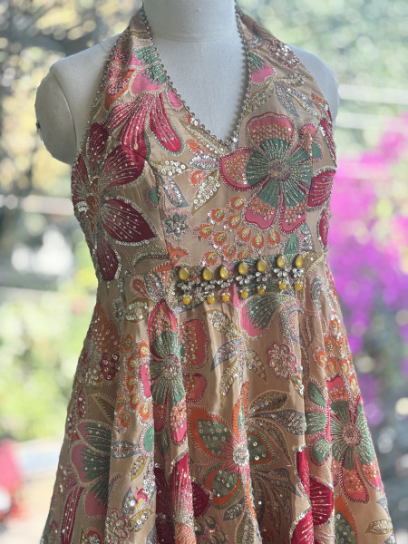 Gulrang Bloom Golden Indo-Western Peplum Set