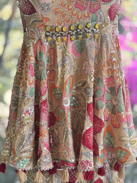 Gulrang Bloom Golden Indo-Western Peplum Set