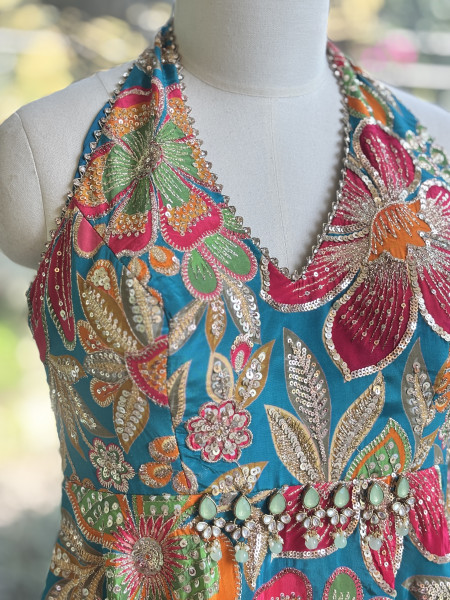 Gulrang Bloom Blue Indo-Western Peplum Set