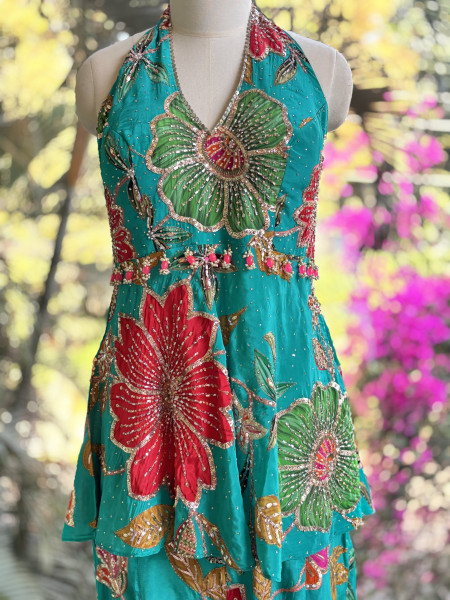 Garden Bloom Blue Indo-Western Peplum Set