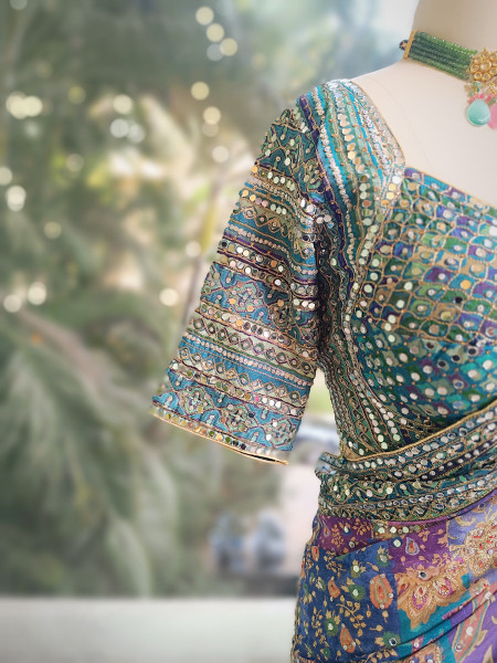 Tamaswini Blue Saree with Stone, Zari & Sequin Work