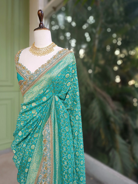 Rangini Rama border Weave Saree
