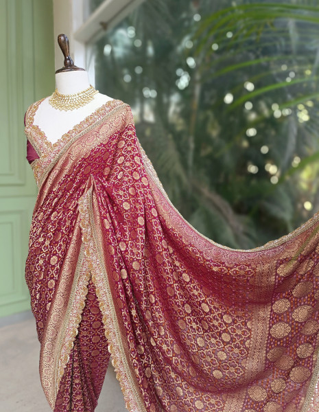 Rangini Wine border Weave Saree