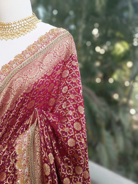 Rangini Wine border Weave Saree
