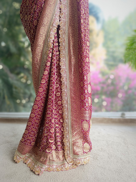 Rangini Wine border Weave Saree