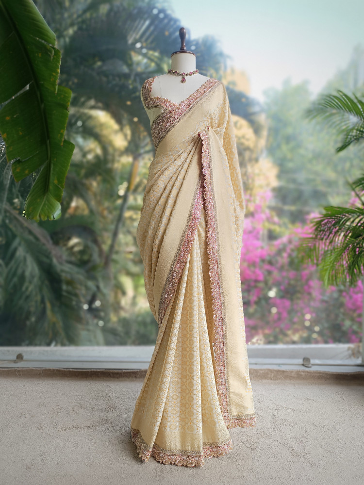 Image of Rangini Cream border Weave Saree